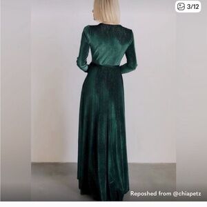Baltic Born Deep Green Velvet Long Sleeve Dress M